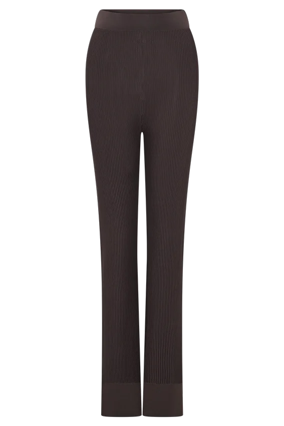 Pantalones de punto acanalado Elodie – Chocolate Pantalones de punto acanalado Elodie – Chocolate