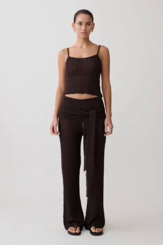 Pantalones de punto bouclé Mattais – Chocolate oscuro