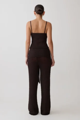 Pantalones de punto bouclé Mattais – Chocolate oscuro