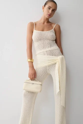 Pantalones de punto bouclé Mattais – Marfil