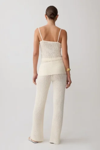 Pantalones de punto bouclé Mattais – Marfil