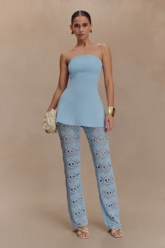 Pantalones de punto de ganchillo Trena – Azul cielo