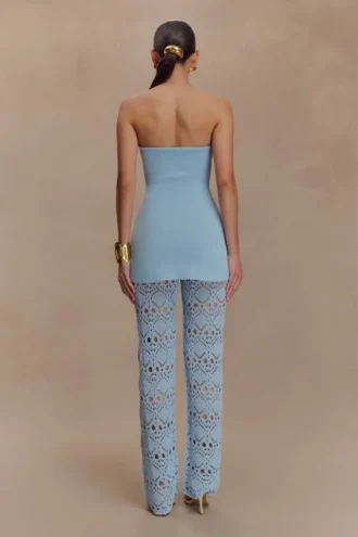 Pantalones de punto de ganchillo Trena – Azul cielo