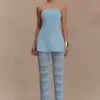 Pantalones de punto de ganchillo Trena – Azul cielo