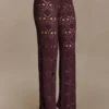 Pantalones de punto de ganchillo Trena – Chocolate