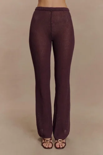 Pantalones de punto de pierna ancha Malani – Chocolate