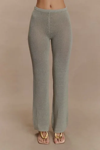 Pantalones de punto de pierna ancha Malani – Salvia