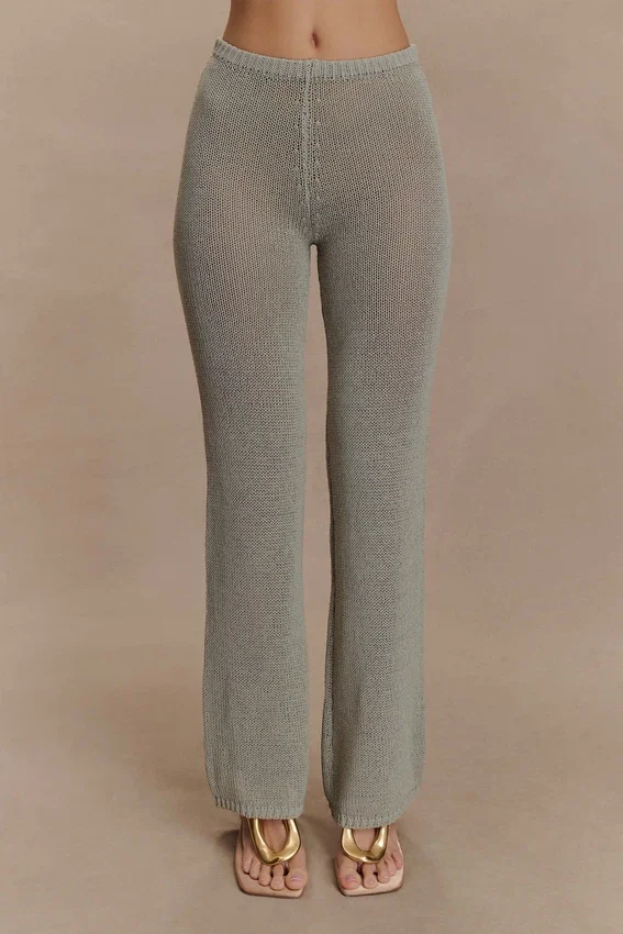 Pantalones de punto de pierna ancha Malani – Salvia Pantalones de punto de pierna ancha Malani – Salvia