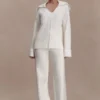 Pantalones de punto de pierna recta Kerrymae – Blanco roto
