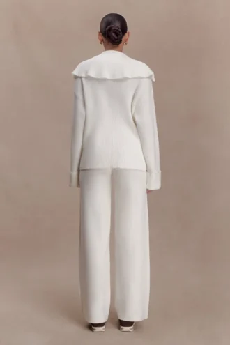 Pantalones de punto de pierna recta Kerrymae – Blanco roto