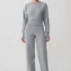 Pantalones de punto de pierna recta Kerrymae – Gris jaspeado