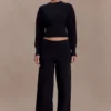 Pantalones de punto de pierna recta Kerrymae – Negro