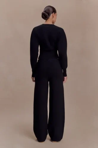 Pantalones de punto de pierna recta Kerrymae – Negro
