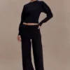 Pantalones de punto de pierna recta Kerrymae – Negro