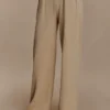 Pantalones de punto fruncidos de mezcla de seda Frannie – Arena