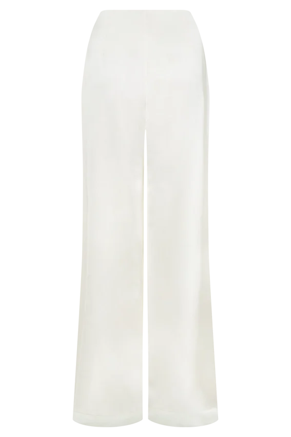 Pantalones de satén de corte recto Sydney – Marfil Pantalones de satén de corte recto Sydney – Marfil