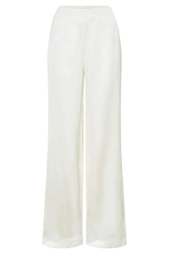 Pantalones de satén de corte recto Sydney – Marfil Pantalones de satén de corte recto Sydney – Marfil