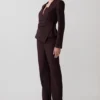Pantalones de traje de corte recto Agatha – Rayas diplomáticas en color ciruela