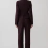 Pantalones de traje de corte recto Agatha – Rayas diplomáticas en color ciruela