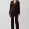 Pantalones de traje de corte recto Agatha – Rayas diplomáticas en color ciruela