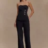 Pantalones de traje de corte recto Lindie – Negro Pantalones de traje de corte recto Lindie – Negro