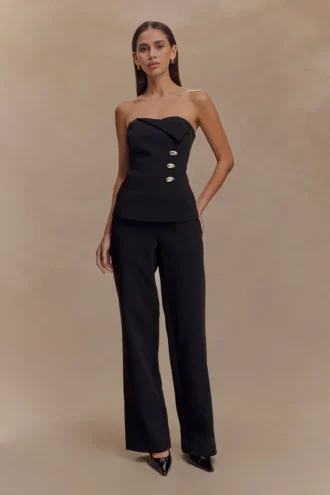 Pantalones de traje de corte recto Lindie – Negro Pantalones de traje de corte recto Lindie – Negro