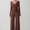 Pantalones Dewi de modal de pierna ancha – Chocolate