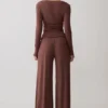 Pantalones Dewi de modal de pierna ancha – Chocolate