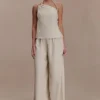 Pantalones Gabby de lino de corte recto – Natural