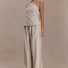 Pantalones Gabby de lino de corte recto – Natural