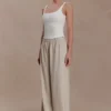 Pantalones Gabby de lino de corte recto – Natural