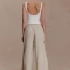 Pantalones Gabby de lino de corte recto – Natural