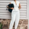 Pantalones oversize de lino Oriana – Blanco