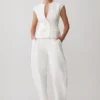 Pantalones oversize de lino Oriana – Blanco