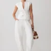 Pantalones oversize de lino Oriana – Blanco