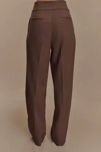 Pantalones plisados de cintura alta Penelope – Chocolate Pantalones plisados de cintura alta Penelope – Chocolate