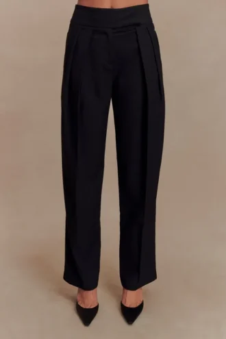 Pantalones plisados de cintura alta Penelope – Negro Pantalones plisados de cintura alta Penelope – Negro