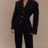 Pantalones plisados de cintura alta Penelope – Negro Pantalones plisados de cintura alta Penelope – Negro