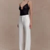 Pantalones rectos de crepé Maude – Marfil Pantalones rectos de crepé Maude – Marfil