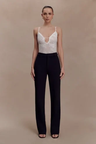 Pantalones rectos de crepé Maude – Negro