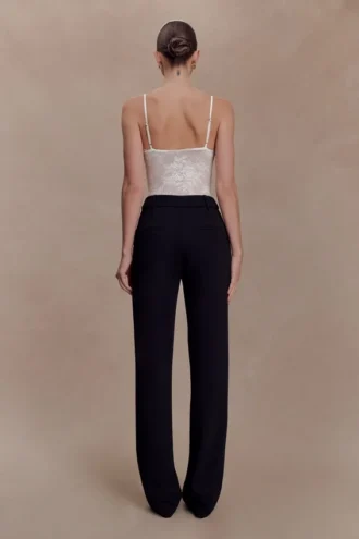 Pantalones rectos de crepé Maude – Negro