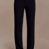 Pantalones rectos de crepé Maude – Negro Pantalones rectos de crepé Maude – Negro