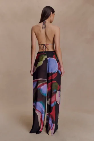 Pantalones rectos de gasa Rachel – Estampado Multi Fluid Reverie