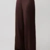 Pantalones rectos de mezcla de seda Kayla – Chocolate oscuro Pantalones rectos de mezcla de seda Kayla – Chocolate oscuro