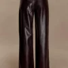 Pantalones rectos de piel sintética Henry Croc – Chocolate oscuro Pantalones rectos de piel sintética Henry Croc – Chocolate oscuro