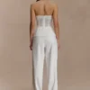 Pantalones rectos de satén Fatima – Blanco Pantalones rectos de satén Fatima – Blanco