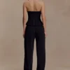 Pantalones rectos de satén Fatima – Negro Pantalones rectos de satén Fatima – Negro