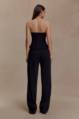 Pantalones rectos de satén Fatima – Negro