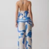 Pantalones rectos de satén Rachel – Estampado geométrico azul Pantalones rectos de satén Rachel – Estampado geométrico azul