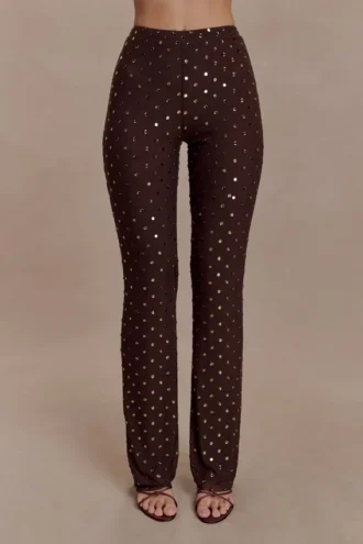 Pantalones rectos Jackie Diamante – Chocolate